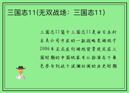 三国志11(无双战场：三国志11)